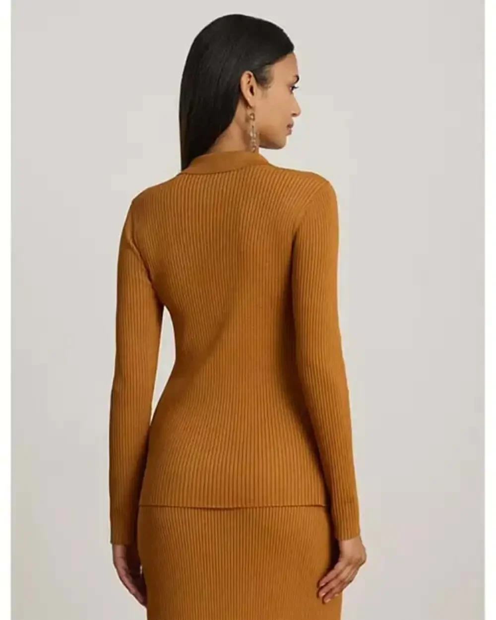 Lauren Ralph Lauren Rib-Knit Long-Sleeve Polo Cardigan size M - Picture 3 of 5